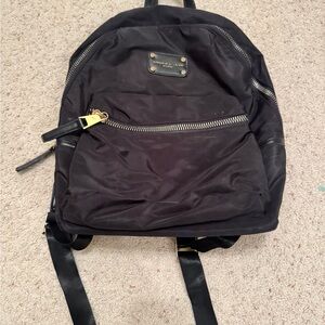 Black Nylon Backpack with Gold Hardware - Designer Style